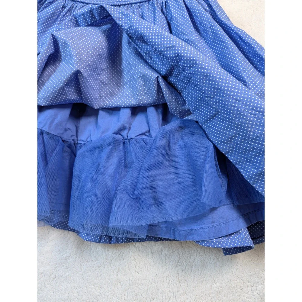 Janie and Jack Girls Blue Polka Dot Ruffle Sleeve Fit & Flare Dress Size 4